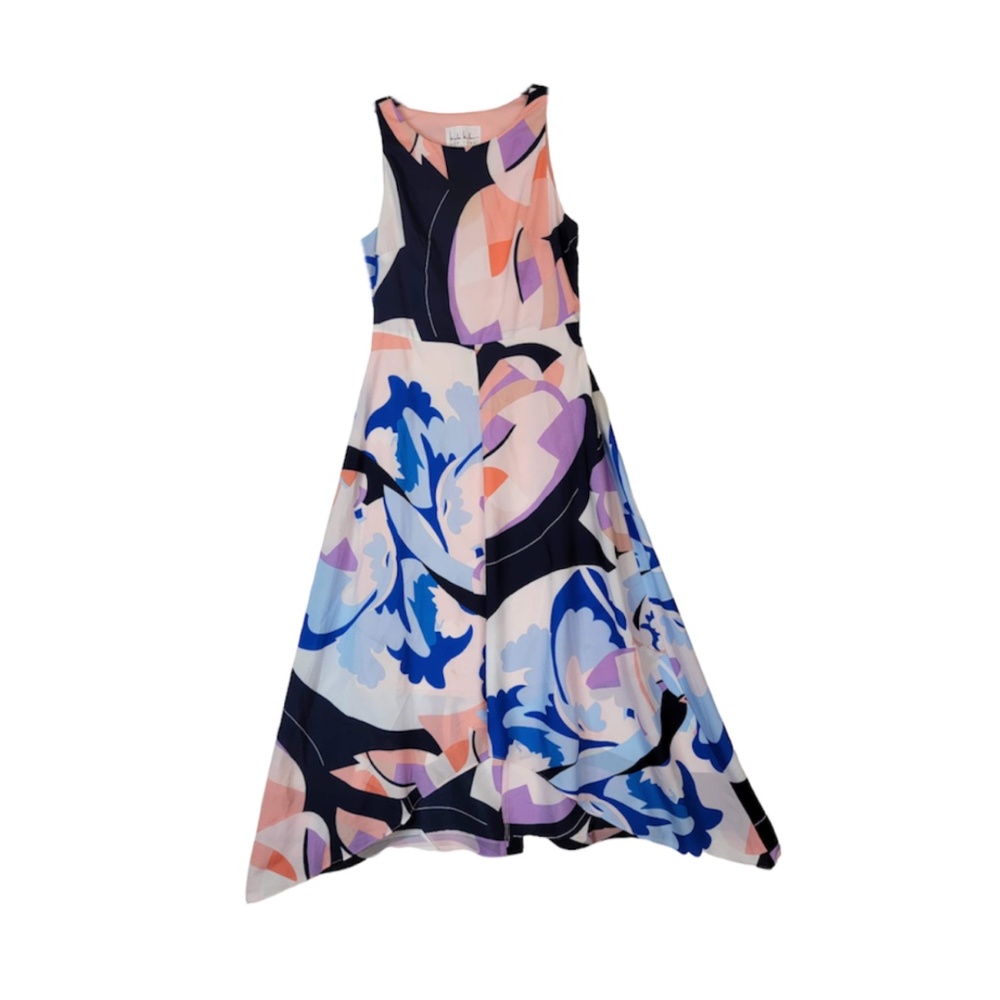 Nicole Miller Multicolor Abstract Print High-Low Dress